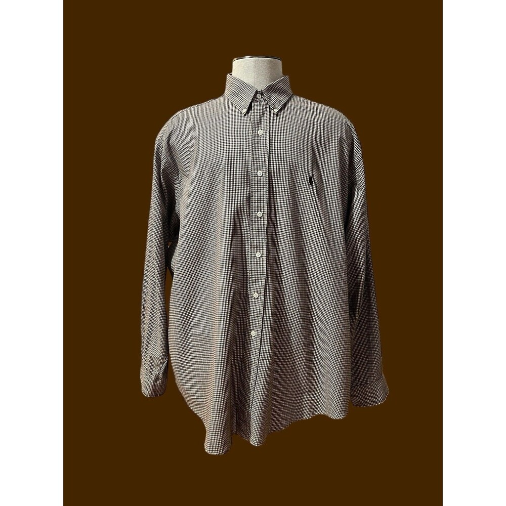 RALPH LAUREN Blake 100% Cotton Tan Brown Plaid Button Down Shirt Men’s XXL